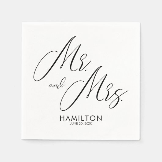Chic Script Mr & Mrs Wedding Reception Napkins Serviette (Vorderseite)
