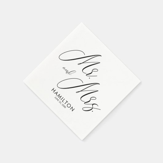 Chic Script Mr & Mrs Wedding Reception Napkins Serviette (Ecke)