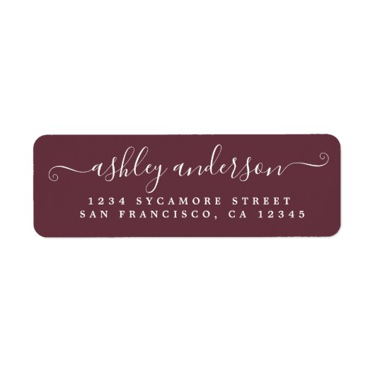 Chic Script Name Burgundy Rücksendeadresse (Vorne)