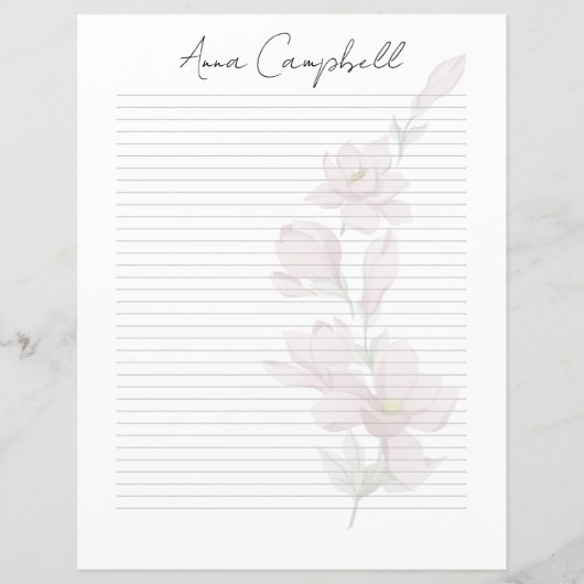Chic Script Name Custom Monogram Writing Paper (Vorderseite)