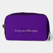 Chic Script Name & Initials Solid Indigo Lila Waschbeutel (Vorderseite)
