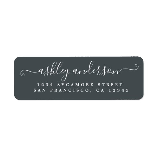 Chic Script Name Off-Black-Rücksendeadresse (Vorne)
