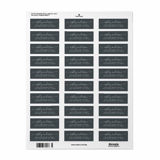 Chic Script Name Off-Black-Rücksendeadresse (Vorne)