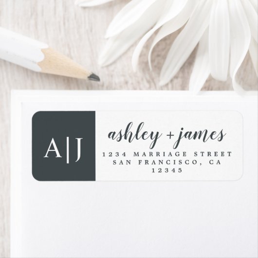 Chic Script Names Monogram Wedding Rücksendeadress (Insitu)