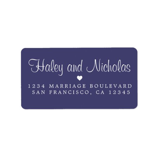 Chic Script Names Navy Blue Wedding Rücksendeadres Adressaufkleber (Vorne)