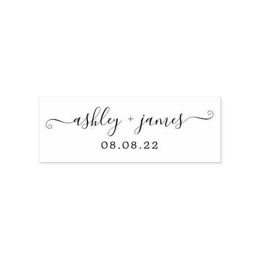 chic Script Names Wedding Date Permastempel (Design)