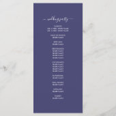 Chic Script Navy Blue Einfache Minimal Hochzeit Programm (Rückseite)