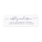 Chic Script Navy Blue Name Rücksendeadresse (Vorne)