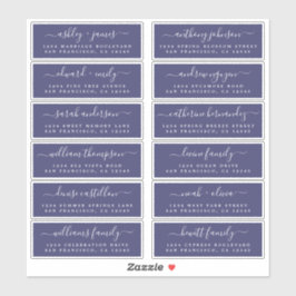 Chic Script Navy Blue Wedding Guest Address Labels