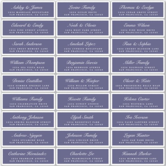 Chic Script Navy Blue Wedding Guest Address Labels (Vorderseite)