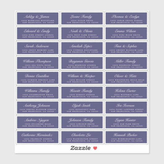 Chic Script Navy Blue Wedding Guest Address Labels (Blatt)