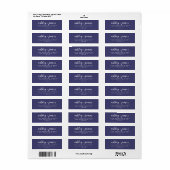 Chic Script Navy Blue Wedding Rücksendeadresse (Vorne)