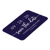 Chic Script Navy Blue Wedding speichern das Datum Magnet (Linke Seite)