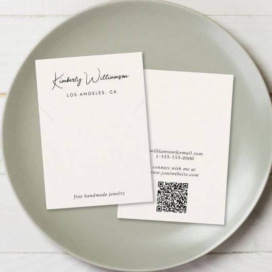 Chic Script Necklace Cream Juwelier Display Card Visitenkarte