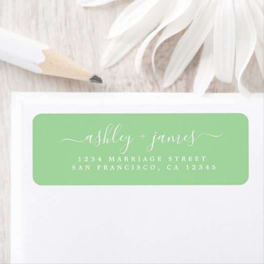 Chic Script Neo Mint Wedding Rücksendeadresse (Insitu)