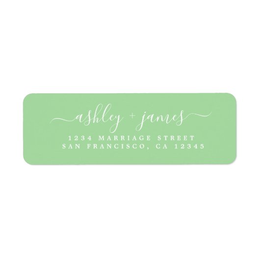 Chic Script Neo Mint Wedding Rücksendeadresse (Vorne)
