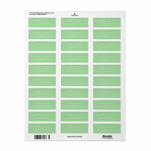 Chic Script Neo Mint Wedding Rücksendeadresse (Vorne)