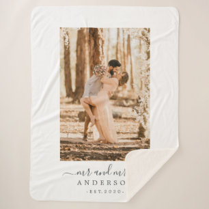 Chic Script neu verheiratet Mr. Monogram Foto Sherpadecke