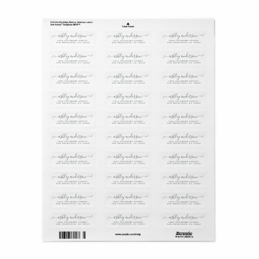 Chic Script Off-Black Name-Rücksendeadresse (Vorne)
