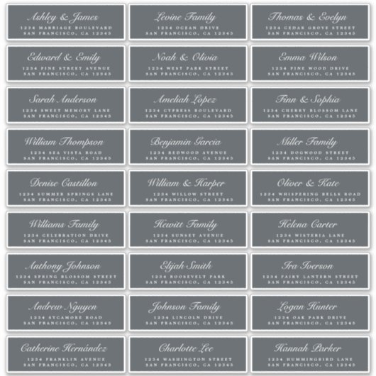 Chic Script Off-Black Wedding Guest Address Labels (Vorderseite)