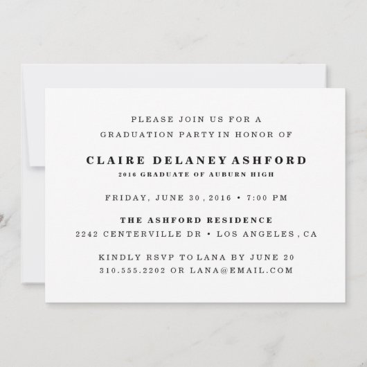 Chic Script Overlay Abschluss Foto Einladung (Rückseite)