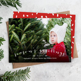 Chic Script Overlay Holiday Foto Card Feiertagskarte