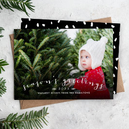 Chic Script Overlay Holiday Foto Card Feiertagskarte