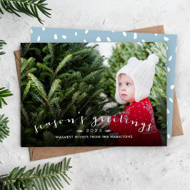 Chic Script Overlay Holiday Foto Card Feiertagskarte