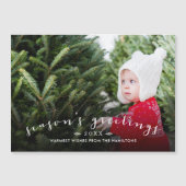 Chic Script Overlay Magnetic Holiday Foto Card Magnetkarte (Vorderseite)