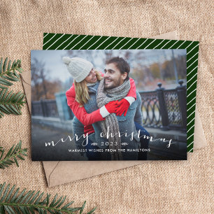 Chic Script Overlay Weihnachts-Fotokarte Feiertagskarte
