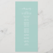 Chic Script Pastel Blue Einfache Minimale Hochzeit Programm (Rückseite)