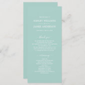 Chic Script Pastel Blue Einfache Minimale Hochzeit Programm (Vorne/Hinten)