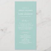 Chic Script Pastel Blue Einfache Minimale Hochzeit Programm (Vorderseite)