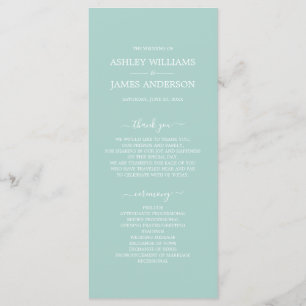 Chic Script Pastel Blue Einfache Minimale Hochzeit Programm