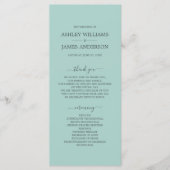 Chic Script Pastel Blue Einfache Minimale Hochzeit Programm (Vorderseite)