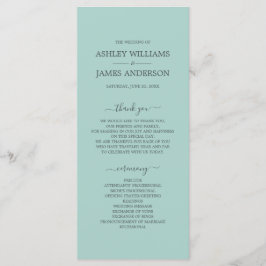 Chic Script Pastel Blue Einfache Minimale Hochzeit Programm