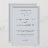 Chic Script Pastel Blue Wedding Einladung (Vorne/Hinten)