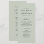 Chic Script Pastel Green einfache Minimal-Hochzeit Programm (Vorne/Hinten)