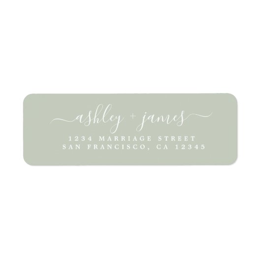 Chic Script Pastel Green Wedding Rücksendeadresse (Vorne)
