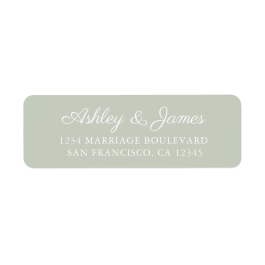 Chic Script Pastel Green Wedding Rücksendeadresse (Vorne)