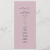 Chic Script Pastel Lila einfache Minimal Hochzeit Programm (Rückseite)