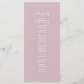 Chic Script Pastel Lila einfache Minimal Hochzeit Programm (Rückseite)