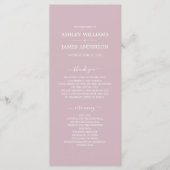 Chic Script Pastel Lila einfache Minimal Hochzeit Programm (Vorderseite)