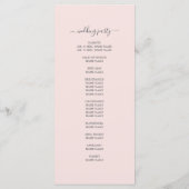 Chic Script Pastel Pink Einfache Minimale Hochzeit Programm (Rückseite)