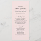 Chic Script Pastel Pink Einfache Minimale Hochzeit Programm (Vorderseite)