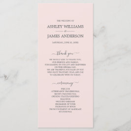 Chic Script Pastel Pink Einfache Minimale Hochzeit Programm
