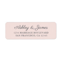 Chic Script Pastel Pink Wedding Rücksendeadresse