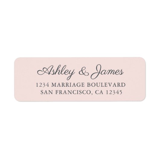 Chic Script Pastel Pink Wedding Rücksendeadresse (Vorne)