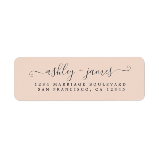 Chic Script Pastel Pink Wedding Rücksendeadresse (Vorne)