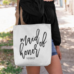 Chic Script-Personalisierte Trauzeugin Tasche<br><div class="desc">Geben Sie Ihrer Trauzeugin mit dieser super niedlichen personalisierten Tasche! Das moderne Schwarz-Weiß-Design zeichnet sich durch "Trauzeugin" in der handgeschriebenen Schrift-Typografie aus. Passen Sie den Namen Ihrer Trauzeugin mithilfe des bereitgestellten Vorlagenfelds einfach an.</div>